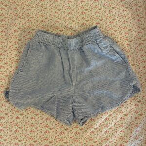 blue striped coastal shorts